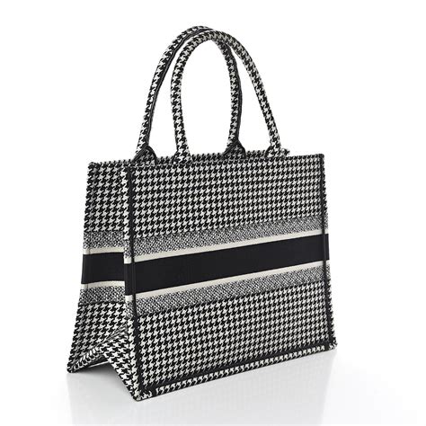 dior book tote houndstooth|Medium Dior Book Tote Black and White Houndstooth .